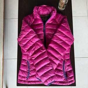 Prana Lyra Women XS Pink Puffer Down Jacket Packable Water Resistant Cam…